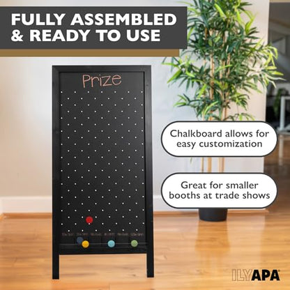 Ilyapa Prize Drop Board, 28x57 in - Penny Drop Game, Chalkboard Sign | Wooden A-Frame Chalkboard Sign, Includes 20 Coin Drop Discs & Eraser - For Trade Shows & Events - color: Black, size: 28x57