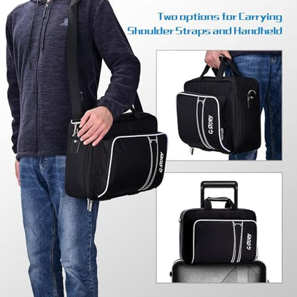 G-STORY Carry Case Compatible with PlayStation 5 Console,Travel Case Bag with Zinc Alloy Zippers for Console, Controllers and Accessories,Controller Skin*1 - color: White-logo