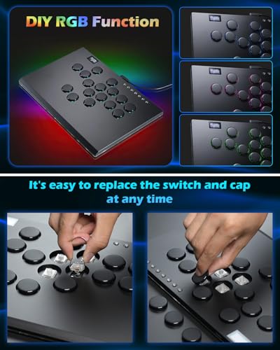 Sehawei Haute42 M Ultra Leverless Arcade Controller - Tournament-Ready Premium Aluminum Arcade Stick with Lock Switch,Custom RGB Lighting & Hot-Swappable Low-Profile Switches for PC/Ps3/Ps4/Switch/Steam - color: M Ultra Black