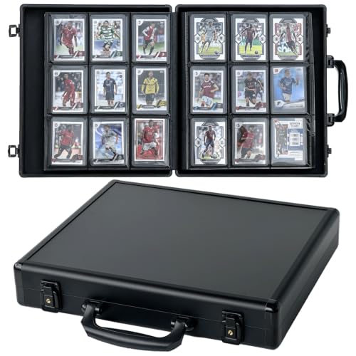Azamou Toploader Binder for Trading Cards, Hard Cases, Holds 216 Toploaders, 9 Pocket Sleeves for 3" x 4" Cards (Black 216-Toploaders) - color: Black 216-Toploaders