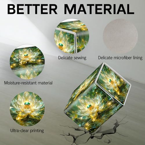 Trading Card Storage Box, Holds 100+ for MTG Cards, PU Leather with Magnetic Closure, Crystal Lotus with Emerald in Pond Durable Deck Box for Magic the Gathering, Trading Card Games - color: Crystal Lotus with Emerald in Pond