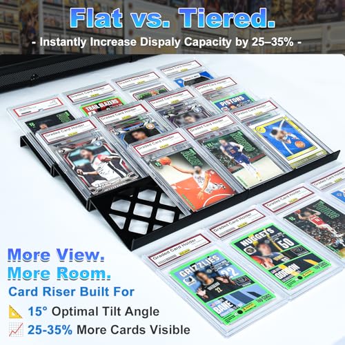 30 Modular Trade Card Risers | Black Acrylic - Perfect for Trade Shows, Display Cases, and Card Vendors - Display Stand for Sports Cards & Trading Card Games