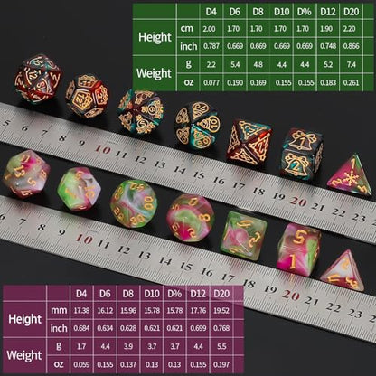 CiaraQ Polyhedral Dice Set - DND Role Playing Dice | Acrylic RPG Dice for Dungeons and Dragons MTG Table Games, Random Color, 7pcs - color: Random Color