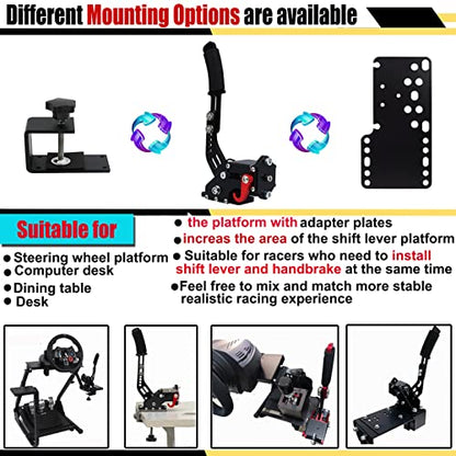 Obokidly Upgrade 2-in-1 USB Handbrake Support G29 Compatible with PS4/PS5 + PC for Simracing Game Sim Rig with Clamp (Black) - color: Black