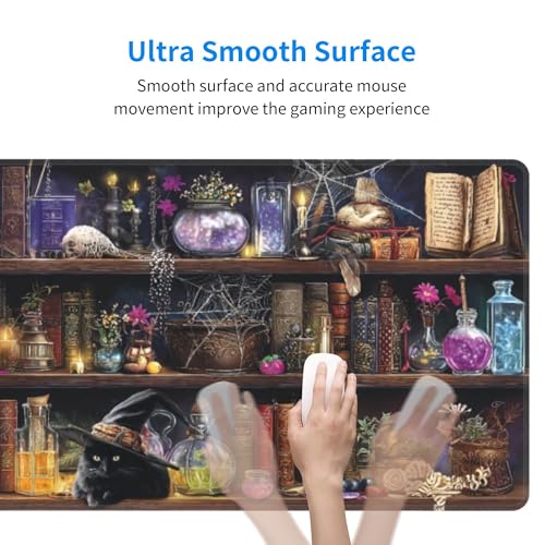 Bookshelf Gothic Gaming Mouse Pad Extended Large Mouse Mat 31.5 X 11.8 Inch Nonslip Rubber Base Long Desk Pad Stitched Edges Mousepad Mice Pad for Office Home Game - color: Bookshelf Gothic