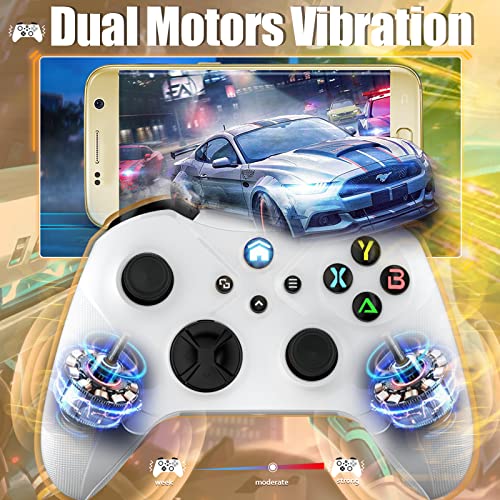 Dinosoo Wireless Controller for Xbox Series X/S/Xbox One, Android/PC Steam, Bluetooth Dual Vibration Turbo Function 3.5mm Headphone Jack Macro Function White