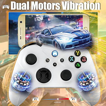 Dinosoo Wireless Controller for Xbox Series X/S/Xbox One, Android/PC Steam, Bluetooth Dual Vibration Turbo Function 3.5mm Headphone Jack Macro Function White