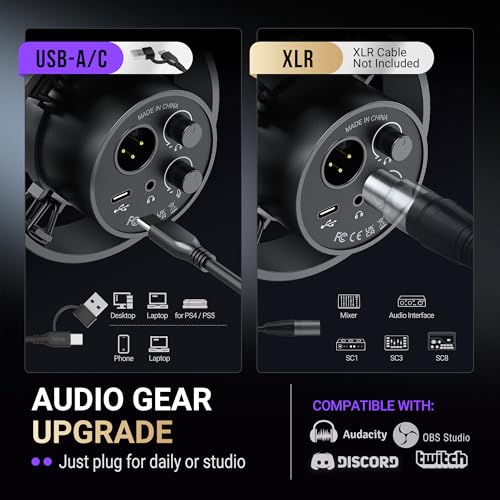 FIFINE AmpliTank K688CT Podcast Microphone Kit, USB/XLR Dynamic Vocal Mic | Streaming Mic with Boom Arm for PC/XLR Mixer, with Mute Button, Headphone Jack, Gain Knob, for Gaming Voice-Over Recording - size: K688CT Black