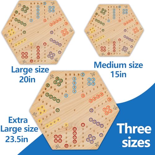 Large 20 inches Wood Wahoo Marble Board Game 2 Sided Game 2-6 Player | solid wooden wahoo marble board game with marbles and dice; fit party game night and indoor group entertainment - color: Large, Natural Wood