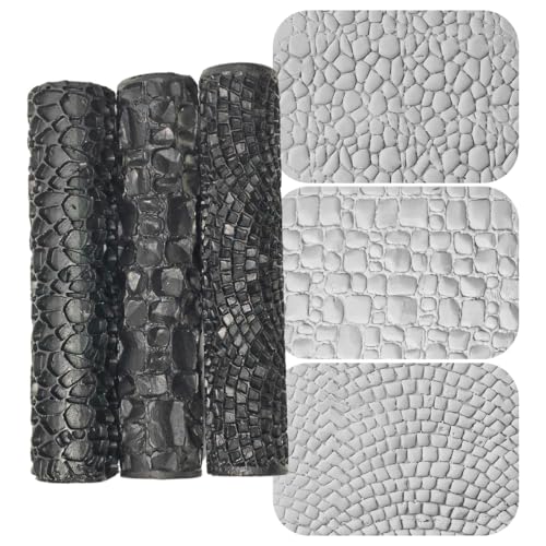 Resin Texture Roller Set, Polymer Air Dry Clay Pattern Tool (Black) | 3-pack rollers, detailed resin craft. Imprinting for polymer & air dry clay, DIY accessory, gift for craft lovers.