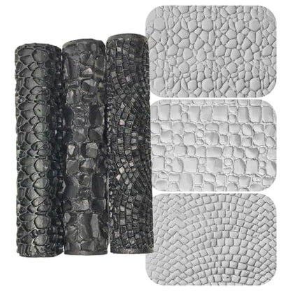 Resin Texture Roller Set, Polymer Air Dry Clay Pattern Tool (Black) | 3-pack rollers, detailed resin craft. Imprinting for polymer & air dry clay, DIY accessory, gift for craft lovers.