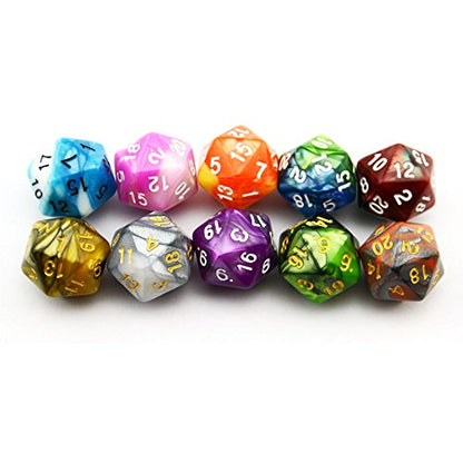 SmartDealsPro 10-Pack 20 Sided Dice D20 Polyhedral Dice for DND RPG MTG Table Game (Double Color) - color: Double Color