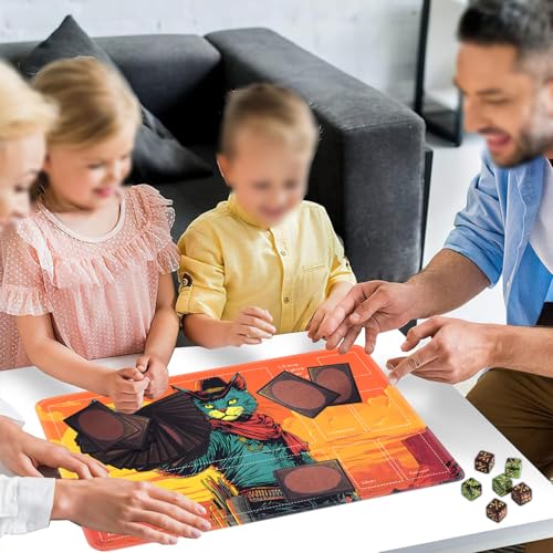 for MTG Card Playmat with Zones-Includes A Storage Bag and 6 Dice, 24 x 14 inches for TCG Playmat with Non-Slip Rubber, Game Mat, Cat - color: Yux-playmats-2-2A-287
