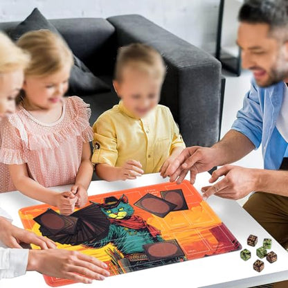 for MTG Card Playmat with Zones-Includes A Storage Bag and 6 Dice, 24 x 14 inches for TCG Playmat with Non-Slip Rubber, Game Mat, Cat - color: Yux-playmats-2-2A-287