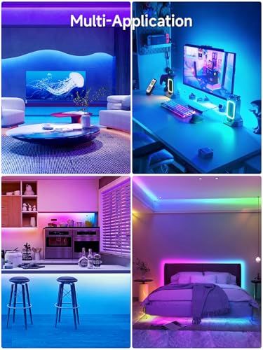 KANTUTOE TV LED Lights, 13.1ft LED Lights for 43-65in TVs, RGB TV Backlight Behind with Music Sync Bluetooth APP and Remote Control Strip Light USB Powered for Bedroom Gaming Room Decor - size: 13.1ft for 43"-65" TV