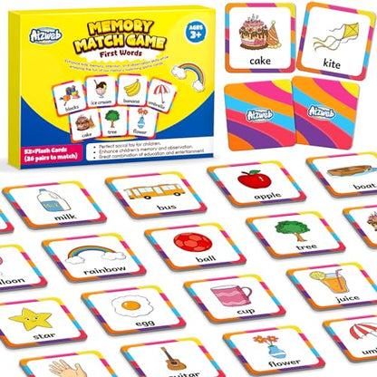 Aizweb First Words Match Game,Memory Game,52 Pcs Toddler Baby Flash Cards,Educational Toys for Pre K Preschool Kindergarten Learning Activities,Speech Therapy Materials Classroom Must Haves - style: First Words