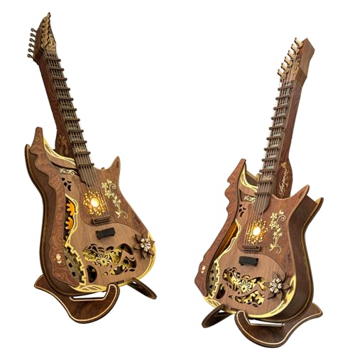 CUTEROOM 3D Wooden Puzzle Chord Guitar - DIY Mechanical Model Kit for Adults, Wooden Gear Construction Craft Set, Creative Jigsaw Puzzle Gift for Birthday Christmas