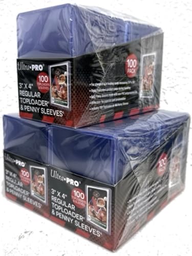 Ultra PRO 3" x 4" Clear Regular Toploaders for Cards with Card Sleeves Bundle Standard Size 300ct Trading Baseball Toploader Card Sleeve Protectors