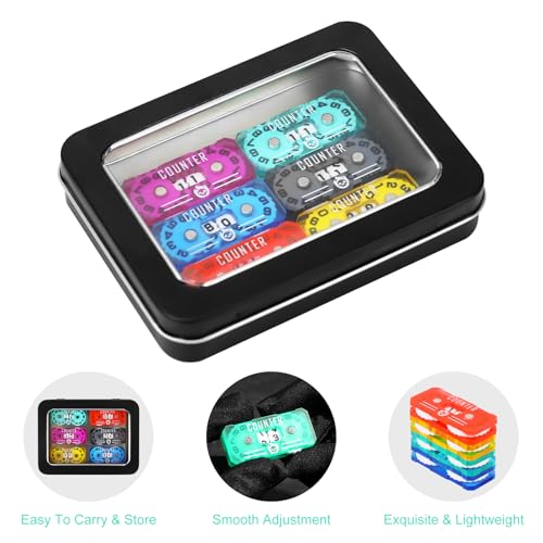 6PCS Life Counter with Metal Box, Health Tracker Life Counters Double Dials for Magic Card Games Accessories, Compatible with RPG D&D CCG TCG Tabletop Board Games - color: B Color Matching-6pcs