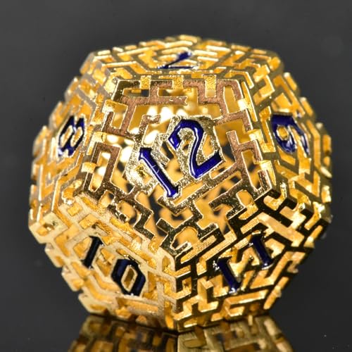 Hollow Metal The Lost Maze DND Dice Set with an Iron Box for DND COC Role Playing dice Games and Board Games Gift (Glod) - color: Metal Maze Gold