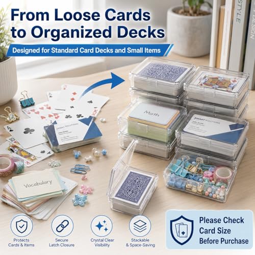 24 Pack Card Deck Box, Clear Plastic Playing Card Case, 1.2mm Thick Snap-Tight Card Storage Box for Standard Playing Cards, Game Cards and Small Parts, 3.8 x 2.7 x 0.82 in - color: 24PCS - 3.8x2.7x0.82 Inch