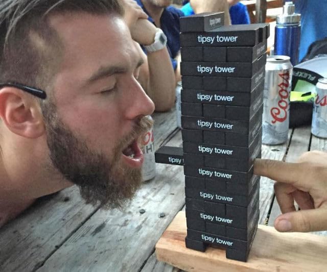 ShouldWeDrinkTonight Tipsy Tower Ultimate Drink Tower Stack Party Game – The Tipsy Tumbling Tower Ice Breaker Game - 54 Blocks with 35+ Drunk Rules and Games. Hilarious Combo of Classic and Modern!