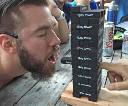 ShouldWeDrinkTonight Tipsy Tower Ultimate Drink Tower Stack Party Game – The Tipsy Tumbling Tower Ice Breaker Game - 54 Blocks with 35+ Drunk Rules and Games. Hilarious Combo of Classic and Modern!