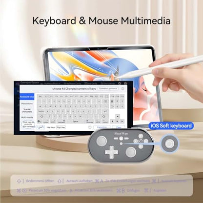 ShanWan Wireless Mini Controller for Switch, PC, iOS, Android, Supports Keyboard Mode for iPad Procreate (Silver) - color: Silver