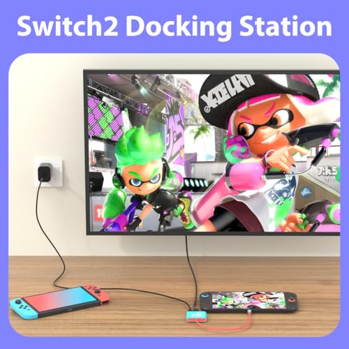 PURBHE TV Docking Station for Nintendo Switch 2 and 1 and Steam Deck, Support TV Dock Mode, Portable HDMI Adapter Accessories for Nintendo Switch 1 and OLED and 2 Dock - size: 8 Inch USB C Cable