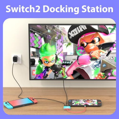 PURBHE TV Docking Station for Nintendo Switch 2 and 1 and Steam Deck, Support TV Dock Mode, Portable HDMI Adapter Accessories for Nintendo Switch 1 and OLED and 2 Dock - size: 8 Inch USB C Cable