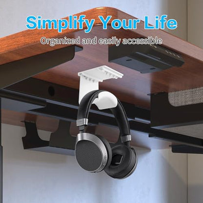 YAODHAOD Headset Hanger Holder Wall Mount, Sticky Headset Stand Holder Clip Under Desk for All Headphone/Controller (White,Removable Hanging Style) - color: White, size: Removable Hanging Style