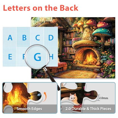 300 Pieces Puzzle for Adults | Mushroom Cat Flower Puzzle Recycled Cardboard Large Piece Jigsaw Puzzles 300 Pieces | Challenging Puzzles Game Home Decor Party Gift for Adult Kids Seniors 20.5*15 inch - style: Mushroom