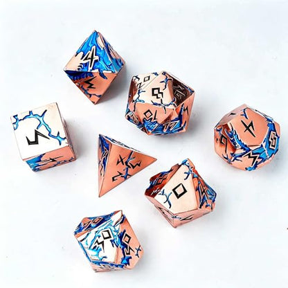 Blue Dragon Metal DND Dice Set, 7 Piece Weighted Polyhedral RPG Dice for Dungeons and Dragons, Balanced Zinc Alloy Tabletop D&D Dice with Storage Gift Case for Pathfinder MTG Games - color: Rose Gold