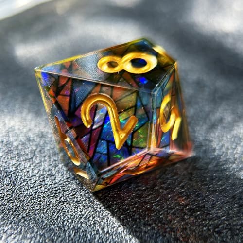 HAOMEJA Double Layered Resin Dice Set 7pcs/ Stained Glass Effect & Gold Numbers/Sharp Edged Polyhedral Dice/Apply to D&D/DND/Dungeons & Dragons/Role Playing Game/Party Gift - color: 3 Various Colors