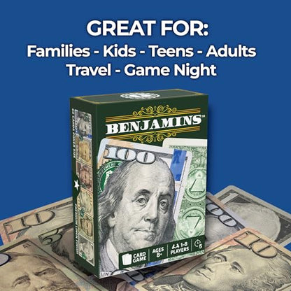 Benjamins Cash Cards – Money-Themed Card Games for Teens, Families & Adults. Fast-Paced Card Games for Parties, Travel and Game Night Where the Most “Cash” wins.