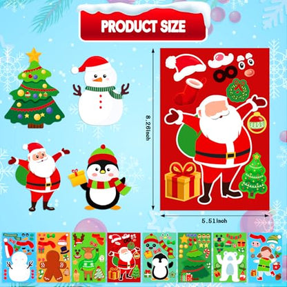 48 Sheets Christmas Stickers for Kids Bulk Cute Holiday Stickers Funny DIY Crafts Activities Party Favors Game Gifts for Boys Girls - style: Christmas