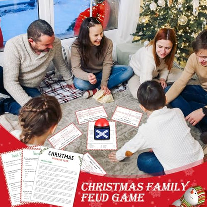 Syhood Christmas Friendly Feud Card Game with 2 Answer Buzzers, Fun Xmas Family Trivia Quiz Party Game Night Activities for Adults, Office, Large Group and Team Building - style: Christmas