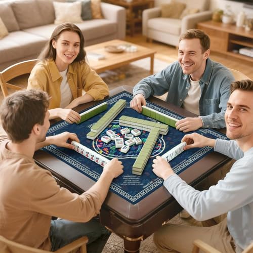 Flowers Mahjong Mat with Rules, 31.5*31.5in Anti Slip American Mahjong Mat for Table, Noise Reduction, Neoprene Mah jongg Mats with Carrying Bag & 3 Dices, Mahjong Supplies Gift, Board Tile Games Mats - color: Floral01