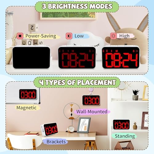 PERSUPER Kitchen Digital Timer, Count Down Up, Rechargeable, Vibration Mode | Adjustable Volume and Brightness LED Display, Time Management Cook, Desk, Kids Adults Study Teaching, Kitchen Gadgets Red-1 - color: Red-1