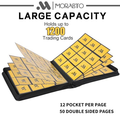 Card Binder 12 Pocket,Trading Card Binder Holds up to 1200 Cards with 50 Sleeves,Zipper Card Holder Album Compatible with TCG Card/Game Cards/Sports Card - color: Light Blue, size: 12 Pocket 1200