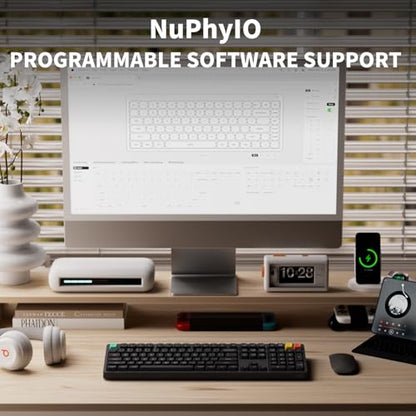 NuPhy Node100 Wireless Mechanical Keyboard, Hot Swappable Custom Bluetooth Keyboard, 109 Keys Computer Gaming Keyboards, Supports Touch Gestures, PBT Keycaps, RGB Backlit, Bluetooth/2.4GHz/USB-C - color: Gray, size: High-profile Brown Max Switch