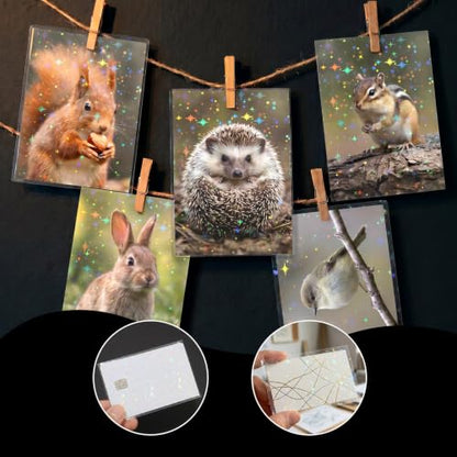 HFATMOS 300 Pcs Photocard Sleeves Laser Flashing Holographic Card Protector | Dustproof Card Sleeves for Mini Photos Credit Name Trading Cards Album Photo Cards, Little Stars Pattern - color: Little Stars Pattern