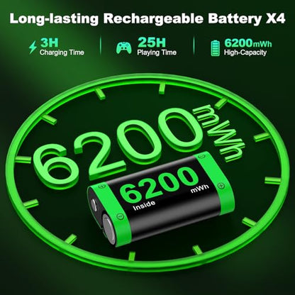 Rechargeable Xbox Controller Battery Pack Charging Station,4x6200mWh Xbox Battery Pack with Fast Charging Station - style: RGB 4 Batteries Bundle