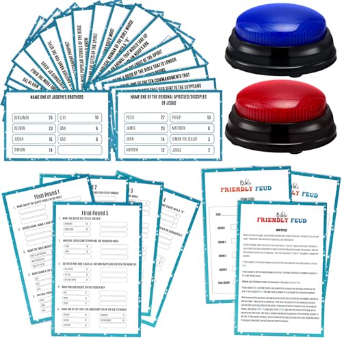 Christian Bible Friendly Feud Game with 2 Answer Buzzers, Religious Feud Card Board Game Night Family Church Group Fun Trivia Quiz for Christmas Easter Party Office Class Team Building - style: Christian