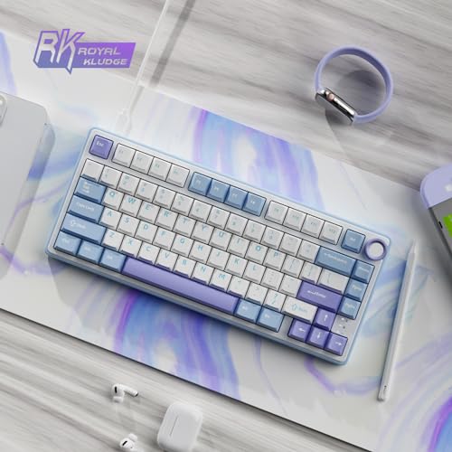 RK ROYAL KLUDGE R75 Mechanical Keyboard Wired with Volume Knob, 75% Custom Gaming Keyboard Gasket Mount RGB Backlit with Software, Cherry Profile, Hot Swappable Silver Switch, PBT Keycaps - color: purple