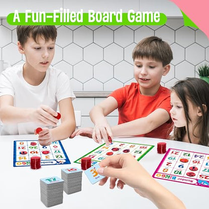 SpriteGru Alphabet Bingo Game, Uppercase/Lowercase/Number Bingo Game ABC and 123 Bingo Board Game for Kindergarten and Preschool Kids 4+, Perfect for Classroom & At Home - style: Uppercase/Lowercase/Number Bingo Game