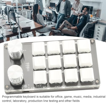 One Handed Macro Mechanical Keyboard, 12 Key Mini Keyboard | Programmable Macro Keyboard, Usb-C Portable Mini Keypad For Office, Cad, Obs, Music Daw, Computer Accessories - color: Black White