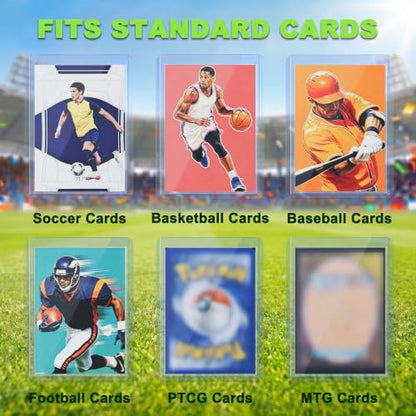 Kabinka 200 Card Sleeves Top Loaders for Cards,3"x4"Baseball Card Protector | Standard Size Trading Hard Plastic Card Holder for Sports, Football, TCG Cards(100 Hard Sleeve + 100 Soft Sleeve)