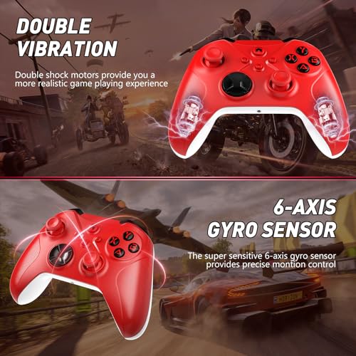 Gamrombo Wireless Replacement for Nintendo Switch with Multi Touch Pad/Turbo/Dual Vibration/3.5mm Audio Jack-Red - color: Red