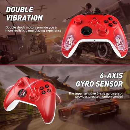 Dinosoo Wireless Controller for Xbox Series X|S, Xbox One & Windows 10/11 Steam Games, Bluetooth, Dual Vibration, TURBO, Macro, 3.5mm Audio Jack Red - Upgrading with a PC before connecting to X-box